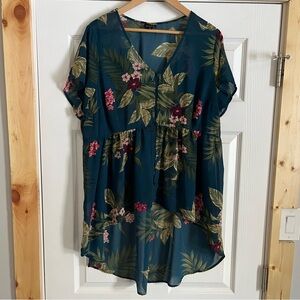 Torrid Dark Teal Floral Blouse